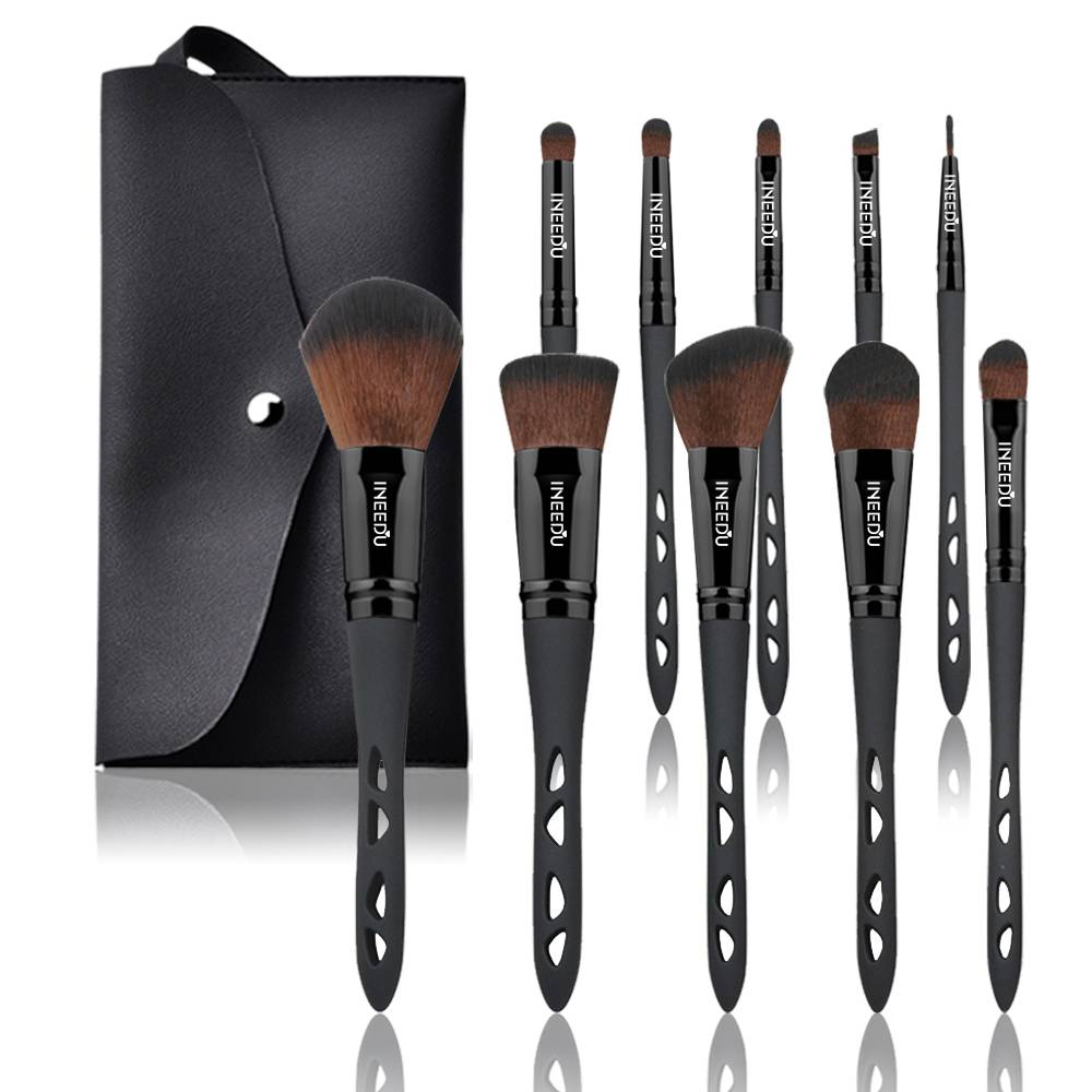 Makeup Brushes Set 10pcs With Silicone Hollowed Handle Soft Eyeshadow Foundation Powder Concealers Makeup Brush Sets Oem/obm